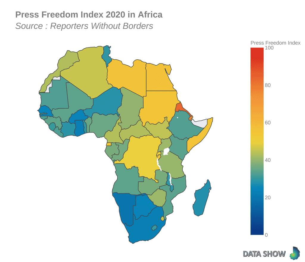 World Press Freedom Index - Africa Map