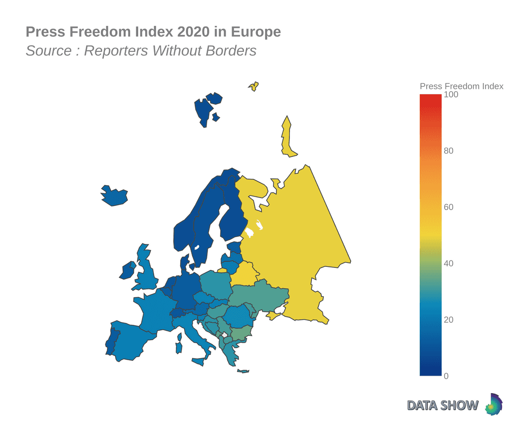 World Press Freedom Index - Europe Map