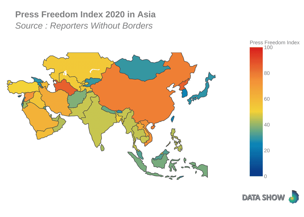 World Press Freedom Index - Asia Map