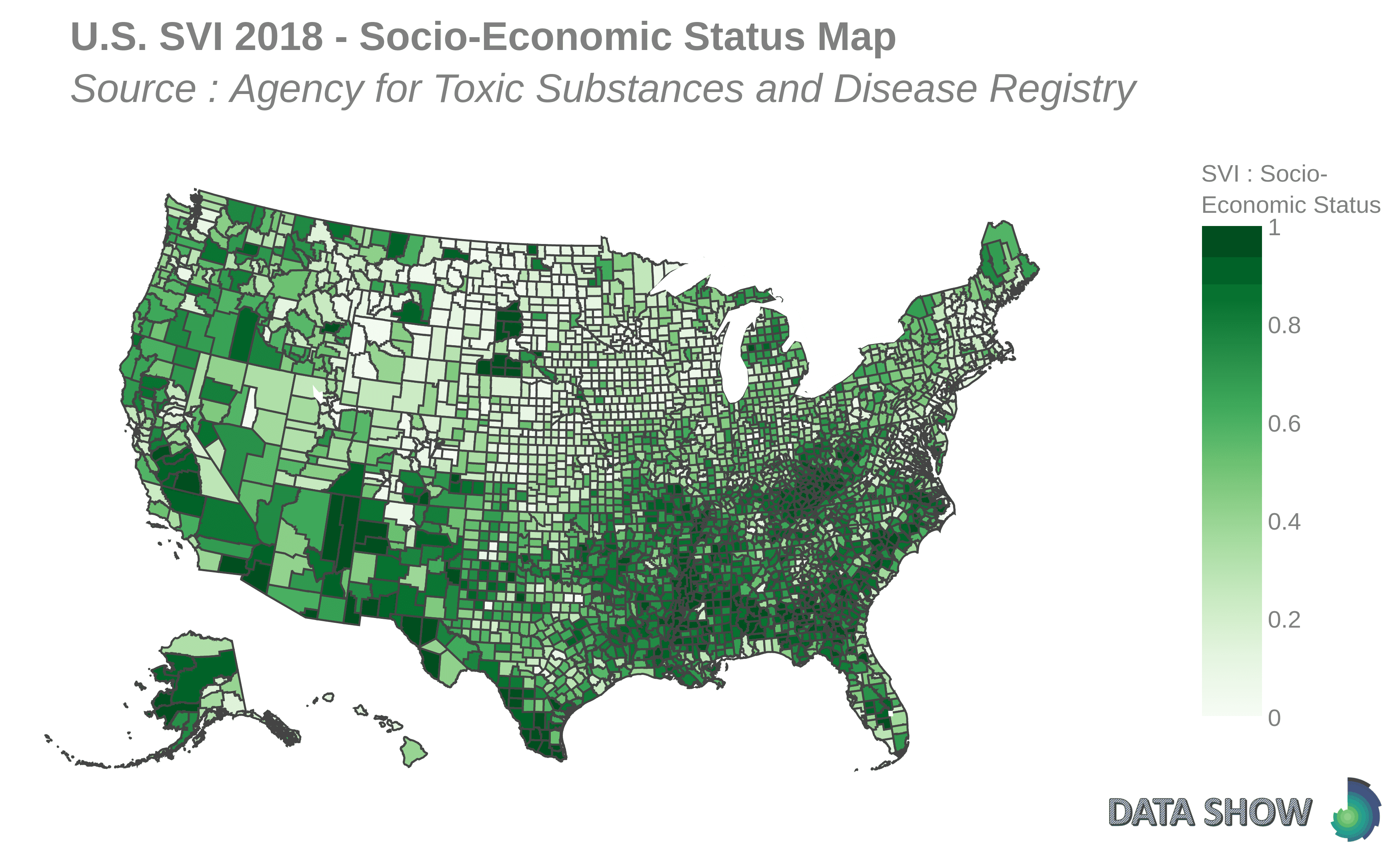 U.S. Social Vulnerability Index 2018 : Socio Economic Status Map