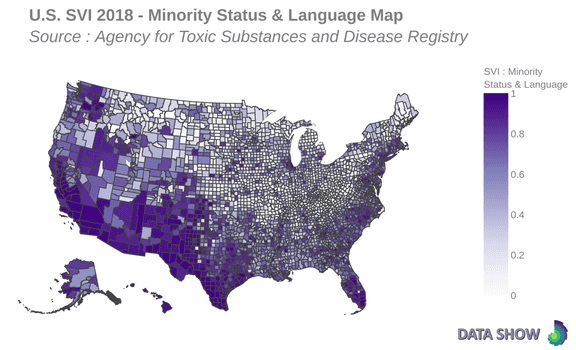 U.S. Social Vulnerability Index 2018 : Minority Status & Language Map